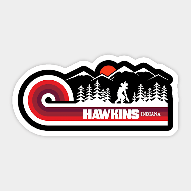 Visit Hawkins Retro 70s Dark Sticker by WMKDesign